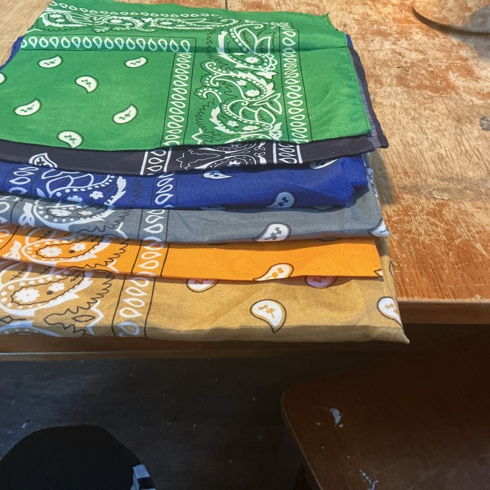6 Pack Paisley Bandanas 100% Polyester Head Neck Face Mask Scarf 21.5" Multi